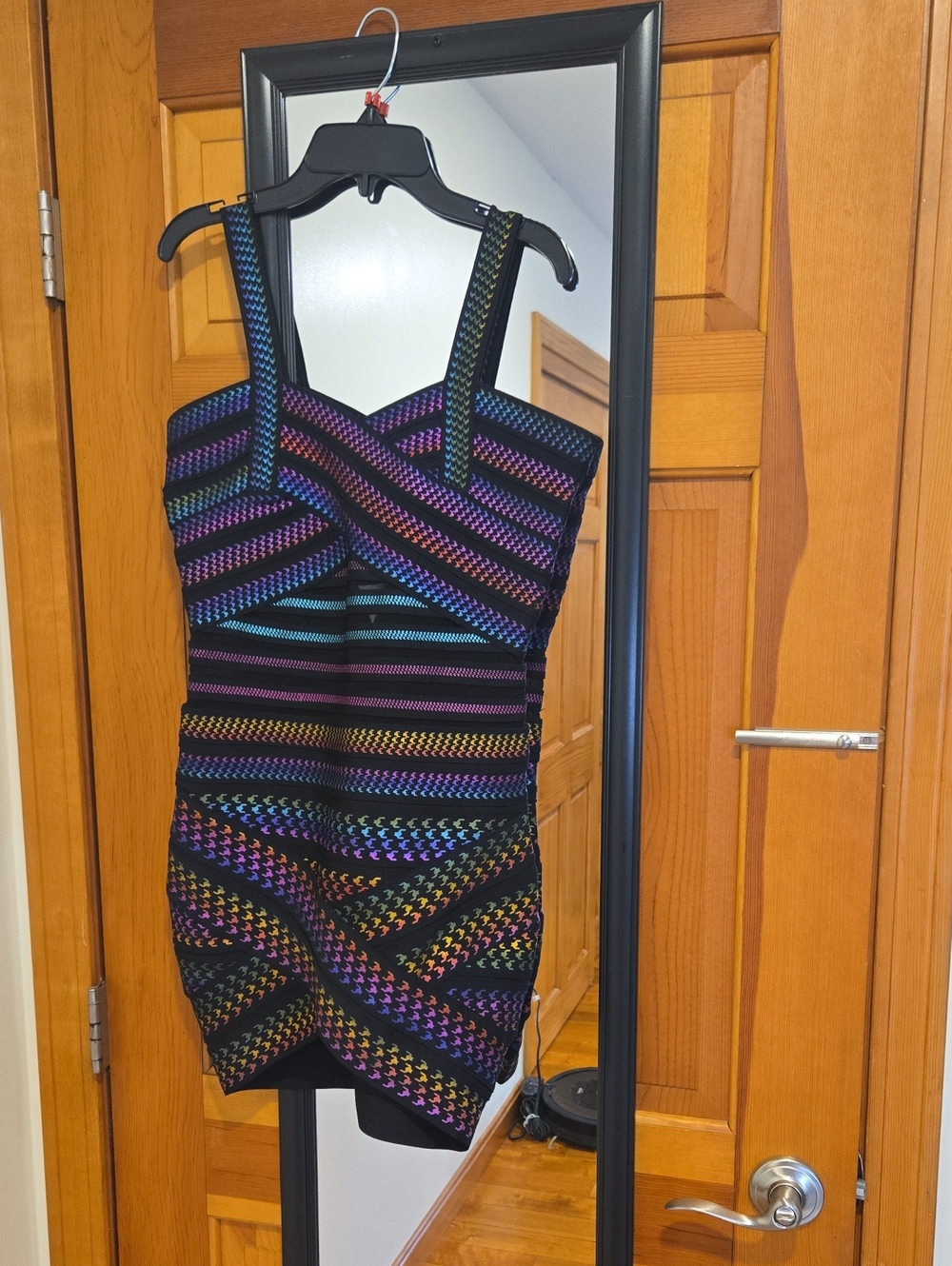 Black Multicolor Striped Bodycon Dress - Women